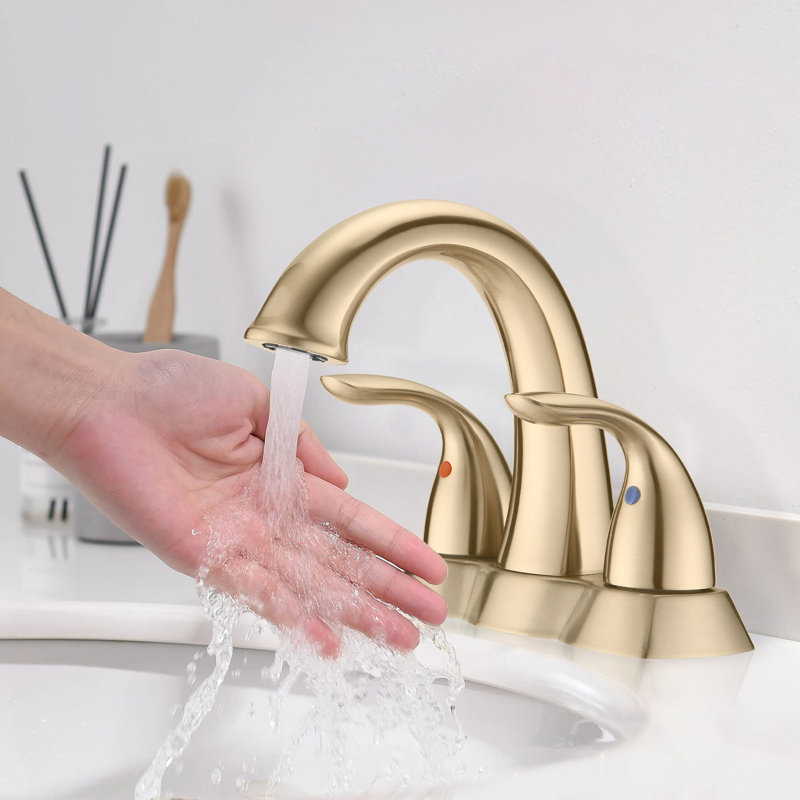Robinet de salle de bain à ensemble central avec bonde, Or brossé