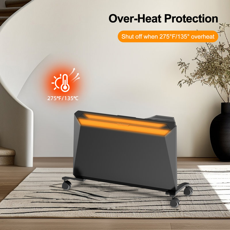 1500 W Electric Ceramic Heater In Black With Tip-over Protection, Remote Control