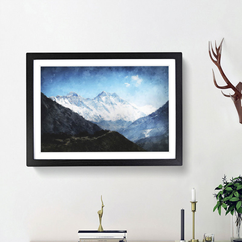 Mount Everest in Tibet and Nepal - Picture Frame Graphic Art Print on MDF, Black Framed, 62cm H x 87cm W x 2cm D
