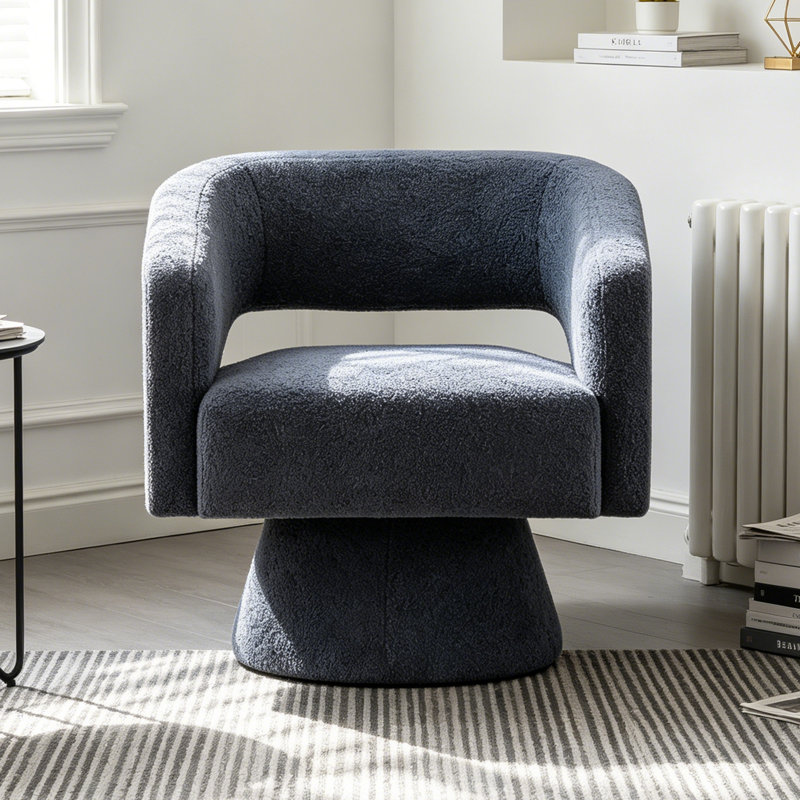 Upholstered Swivel Accent Barrel Chair, Blue