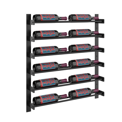 Abbie-Marie 12-Bottle Industrial Wall-Mounted Wine Rack in Matte Black– 30" H