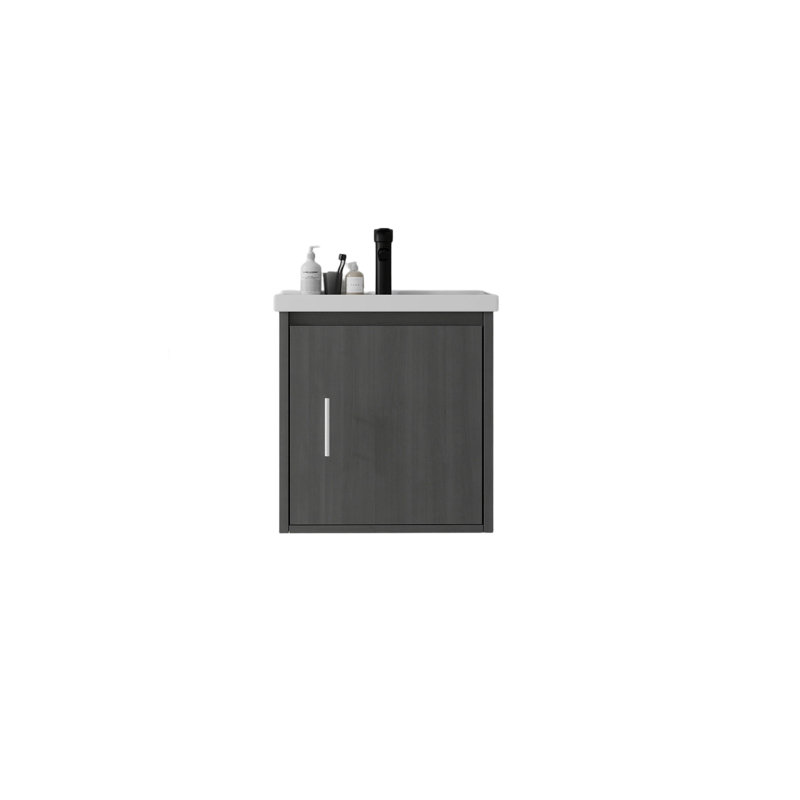 Meuble-lavabo flottant gris de 20 po avec lavabo et porte à fermeture en douceur
