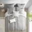 Housse de couette 100% coton, pour lit double / grand, 3 pièces, avec imprimé, gris