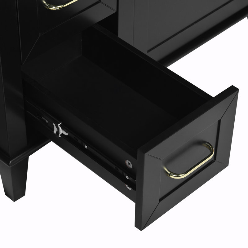 Meuble-lavabo de rangement avec lavabo en céramique, Noir, noir, noir, noir