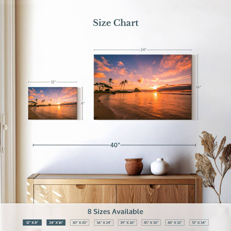 Coucher de soleil tropical Gillard Hawaii, H 16 po x l 24 po