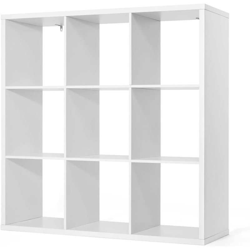 Tablette de rangement à 9 cubes avec bord extérieur très épais, cloison de rangement ouverte de 13 pouces, blanc, White