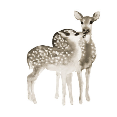 Fawns Love sépia - Toile de salon brune pour la décoration intérieure