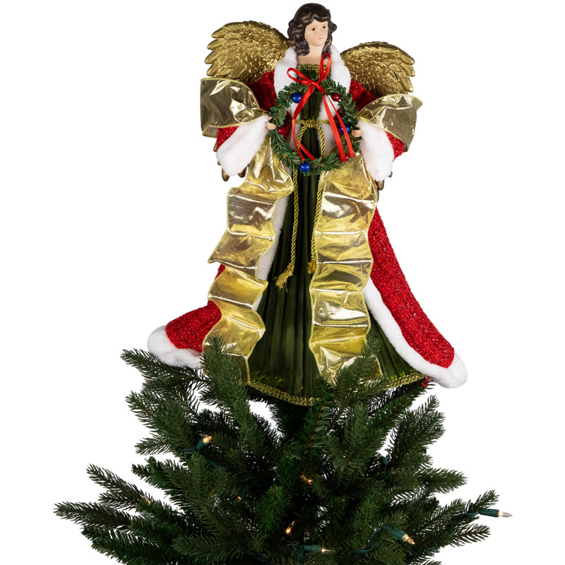 18'' Floral Fabric Angels Tree Topper