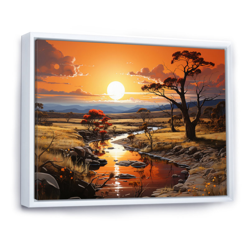 «Australie Outback Wonder I», reproduction d'art sur toile, H 30 po x l 40 po x P 1,5 po, Cadre flottant blanc
