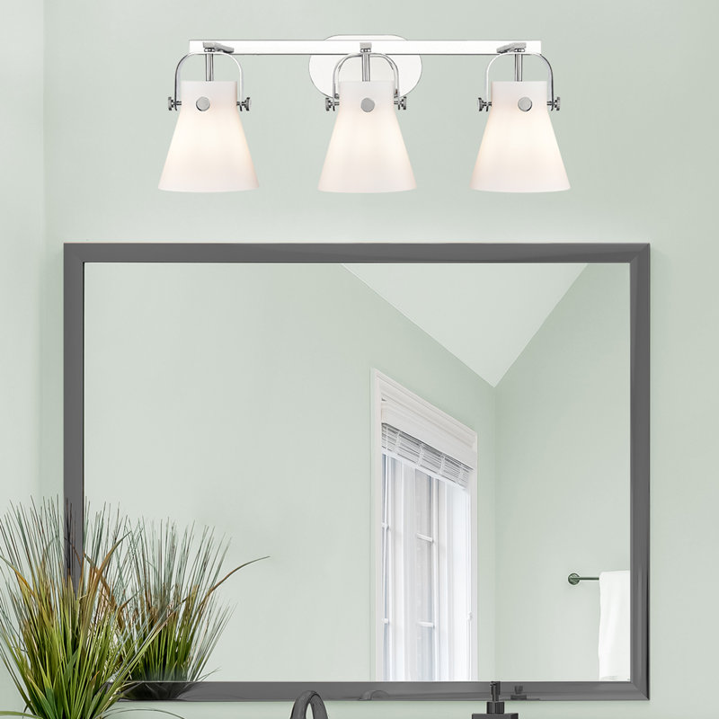 Éclairage pour meuble-lavabo mural 6 po 2 lumières Sidman, Blanc, Chrome poli, Trois lumières