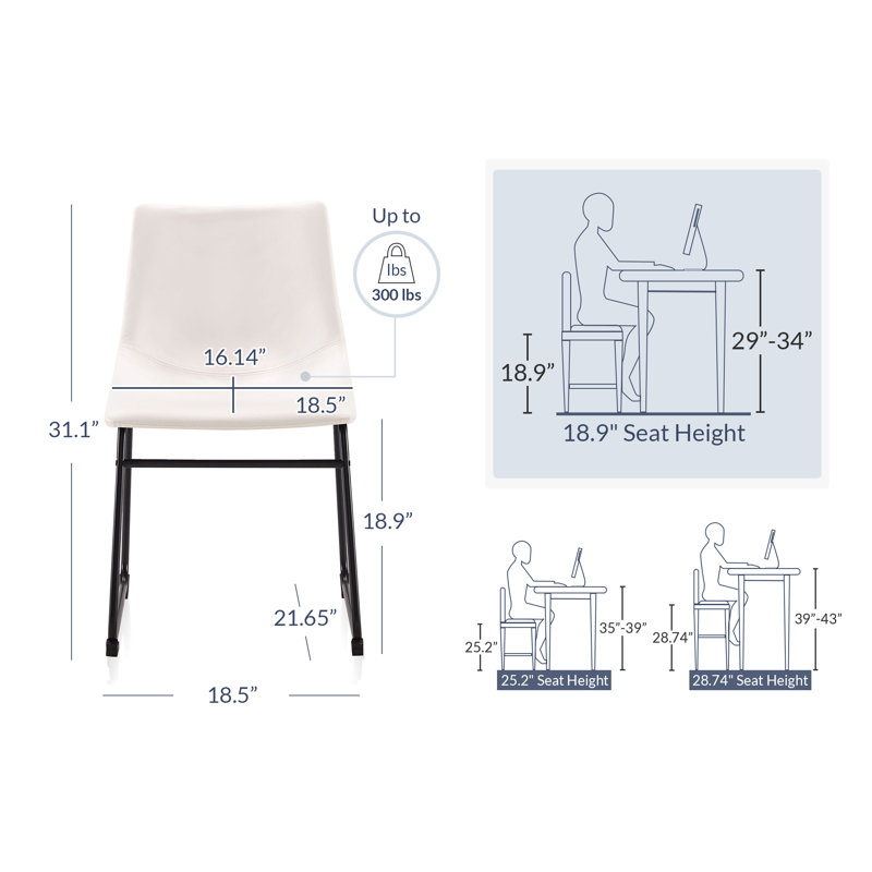 Chaise Mainville, Petit tabouret (siège d'une hauteur de 18,9 po), Blanc