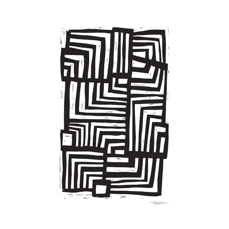 Déplacement de lignes - Impression d'art graphique, 48" H x 32" W x 1.5" D, Pas de tapis, Toile tendue