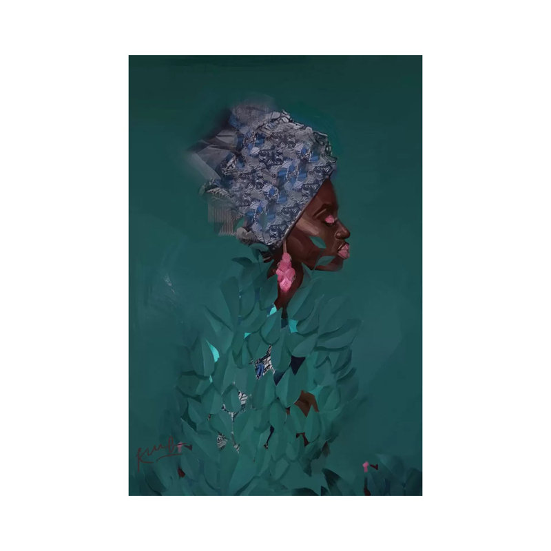 Vert par Adekunle Adeleke-reproduction d’art, Pas de tapis, H 26 po x l 18 po x 1,5 po, Toile tendue