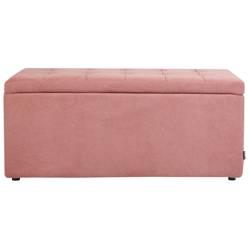 Rabecka Polyester Upholstered Storage Bench, Pink