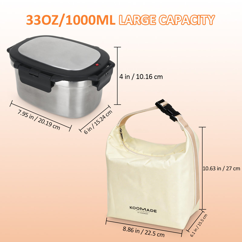 Contenant isotherme en acier inoxydable 33 oz avec séparateur et sac thermique