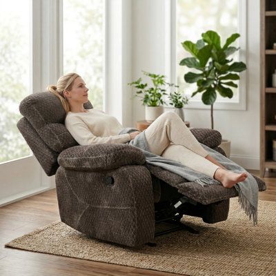 Intelligent Brown Cashmere Fleece Recliner Chair - Touch Control Adjustable Reclining Sofa Chair For Living Room, Solid Wood Frame, Double Springs, High Density Foam For Ultimate Comfort & Sleep