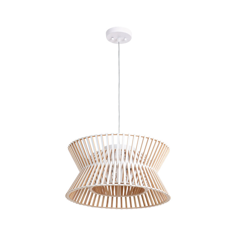 Arba 3-Light Dimmable Solid Wood Drum Chandelier, Antique White/Natural