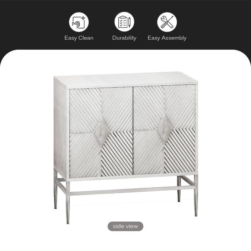 Armoire de rangement moderne en bois à 2 portes 31,50 po Lankford, Blanchies