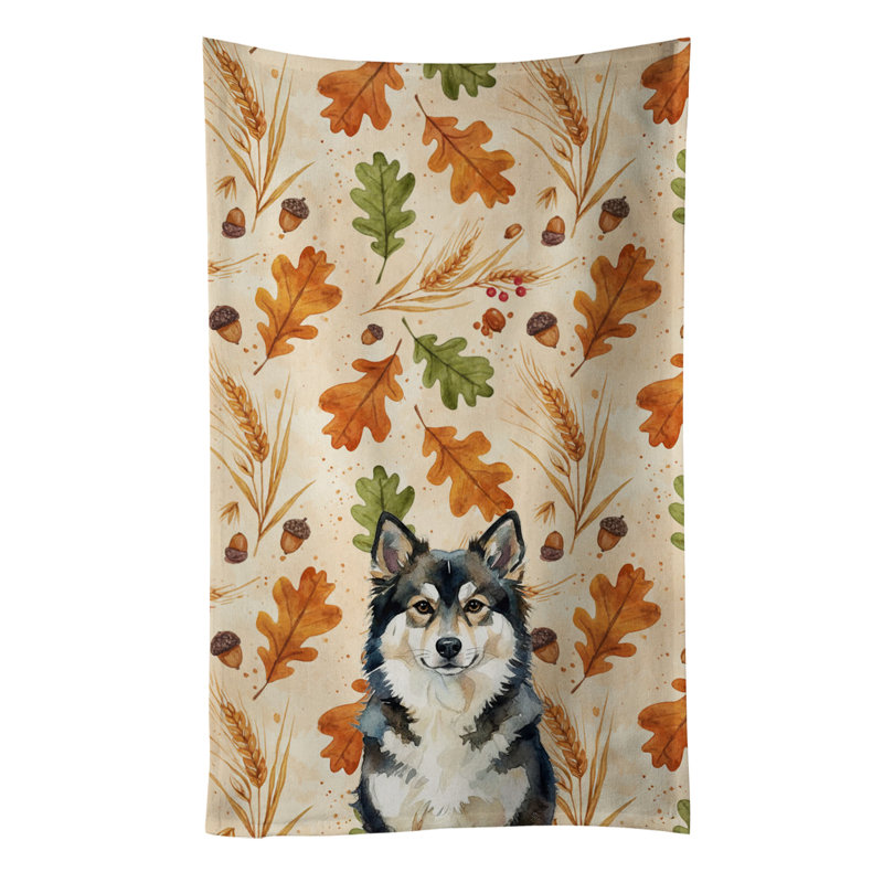 Finnish Lapphund Heirloom Fall Kitchen Towel, Finnish Lapphund