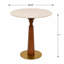 Table bistro 33,5 po à hauteur de comptoir ronde (table de salle à manger) avec plateau en pierre frittée, disponible dans une variété de couleurs, base en bois d'hévéa massif et fond en métal doré, table de bistro moderne-129888601