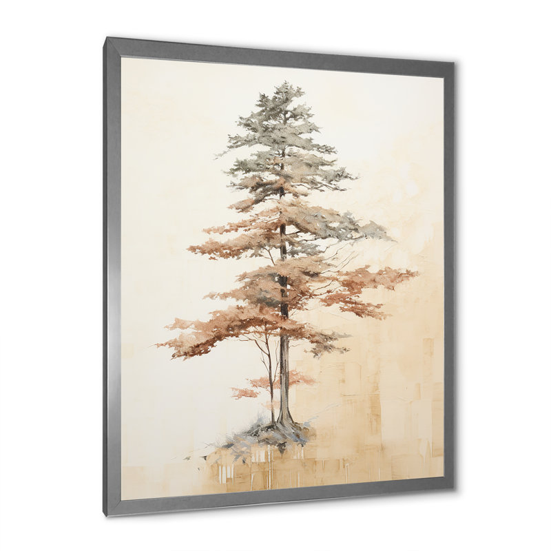 Minimalisme, séquoia beige I, impression sur toile, Cadre simple argenté, H 44 po x l 34 po x P 1,5 po