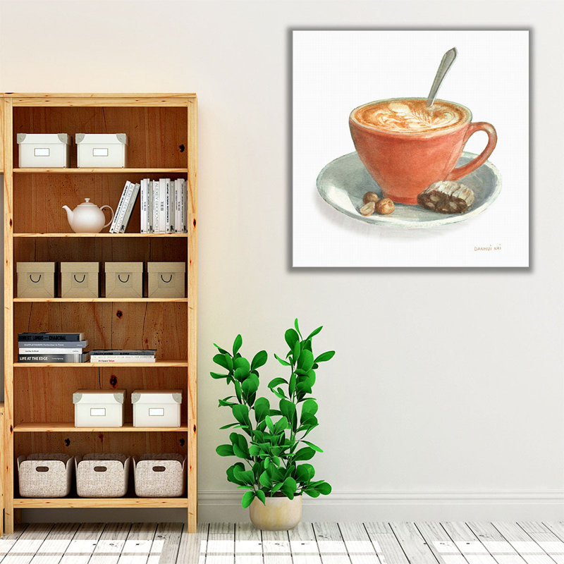 «Wake Me Up Coffee III on White», reproduction d'art sur toile, H 24 po x l 24 po
