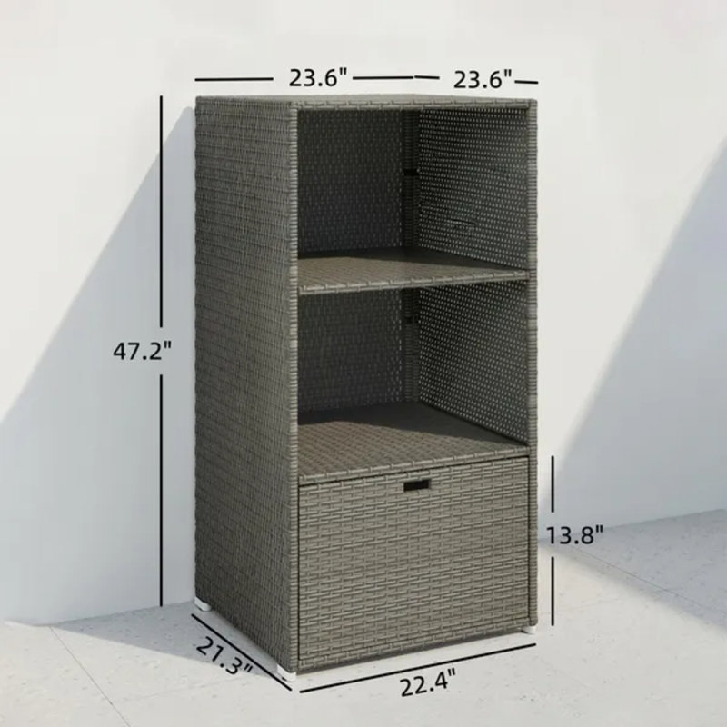 Porte-serviettes Valet, organisateur de rangement en osier avec 2 tablettes et tiroir panier
