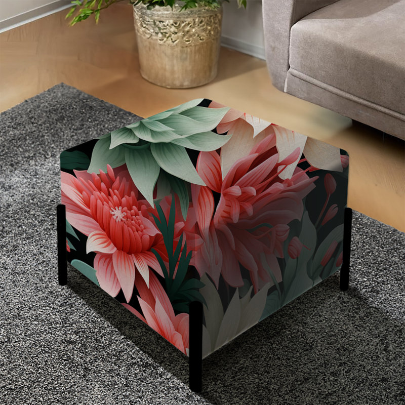 Tropic corail motif tropical - repose-pieds carré tropical