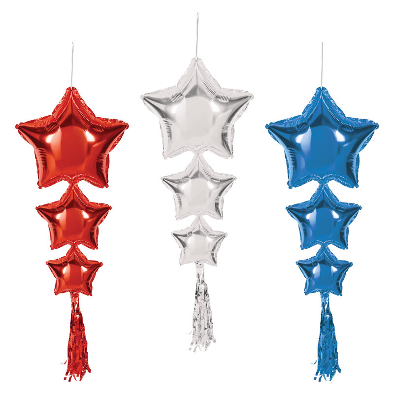 Étoiles ballons avec pampilles - 3 pi 9 po - paquet de 6