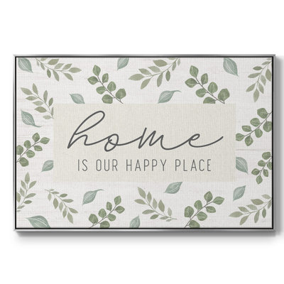 "Home is our happy place", art textuel sur toile