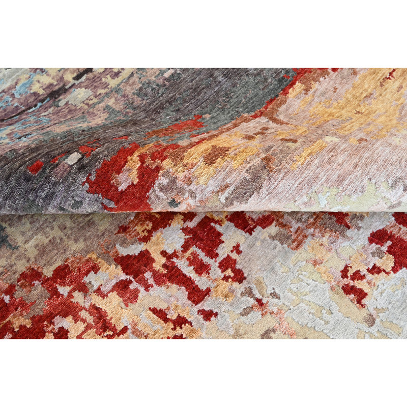 Hand Woven Wool Abstract Area Rug, Rectangle 9' x 12'