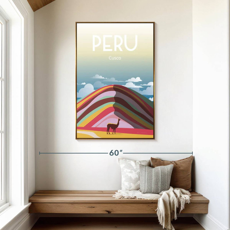 Pérou, Cadre flottant doré, 31 po x 46 po
