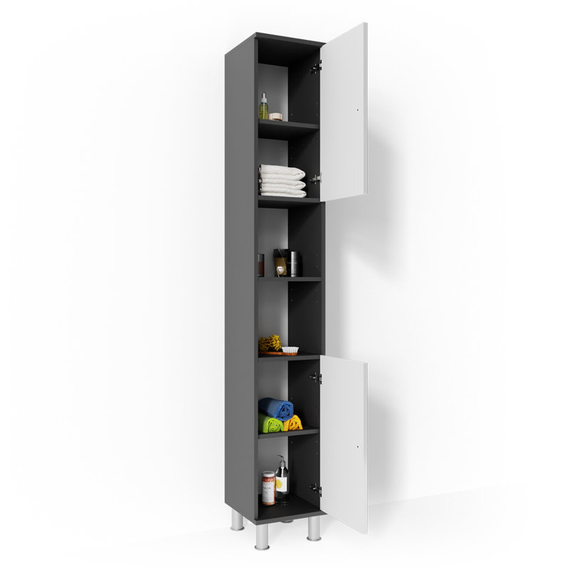 Villareal Freestanding Linen Cabinet, Anthracite/White