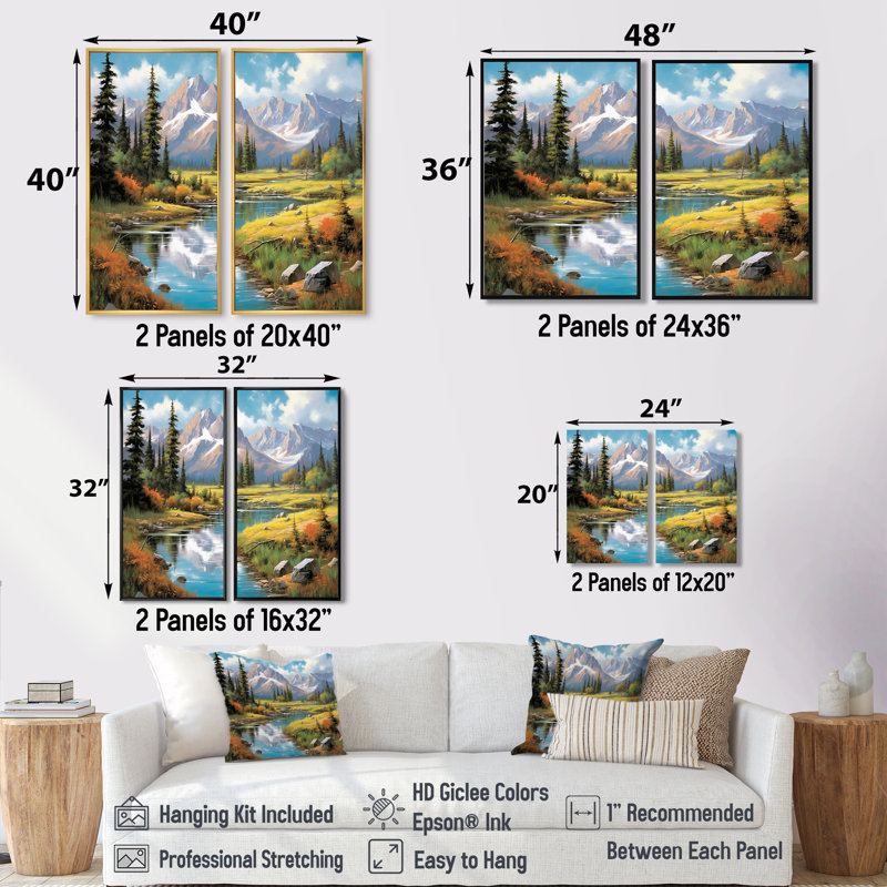 Colorado Mountain Senerity I - art mural vert, H 36 po x l 48 po, Reproduction encadrée sans passe-partout, Noir