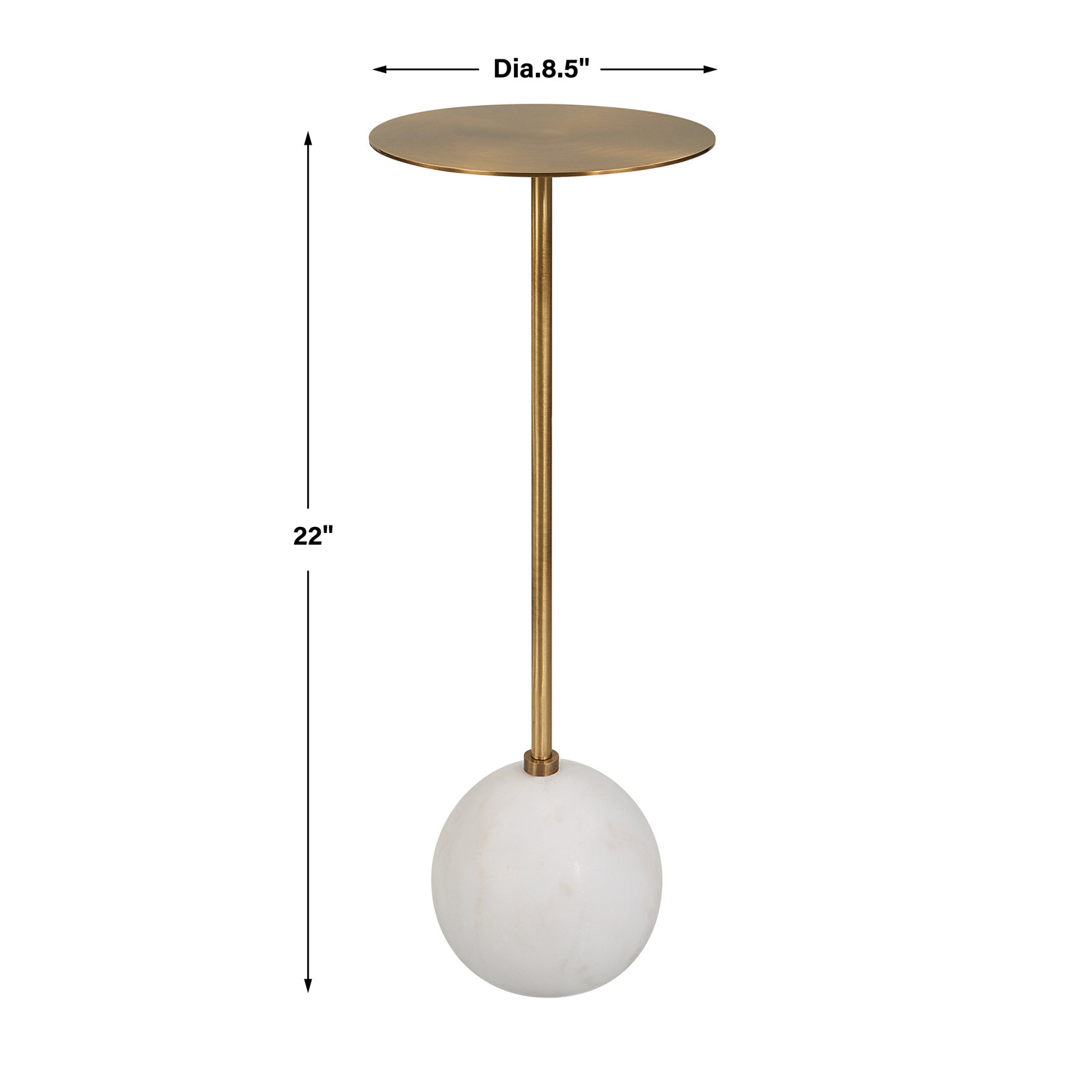 Chaniece End Table, Brushed Brass/White