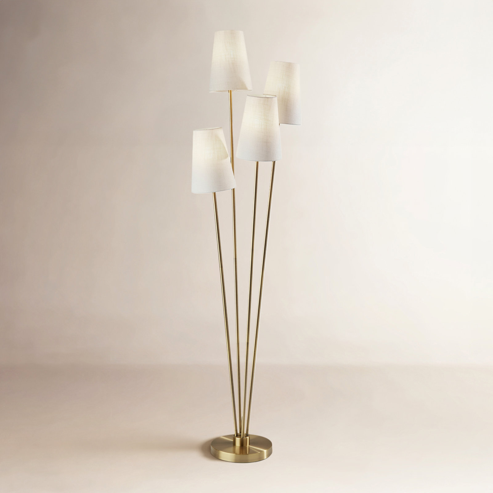 Pierre 68'' Floor Lamp, Antique Brass, Off White