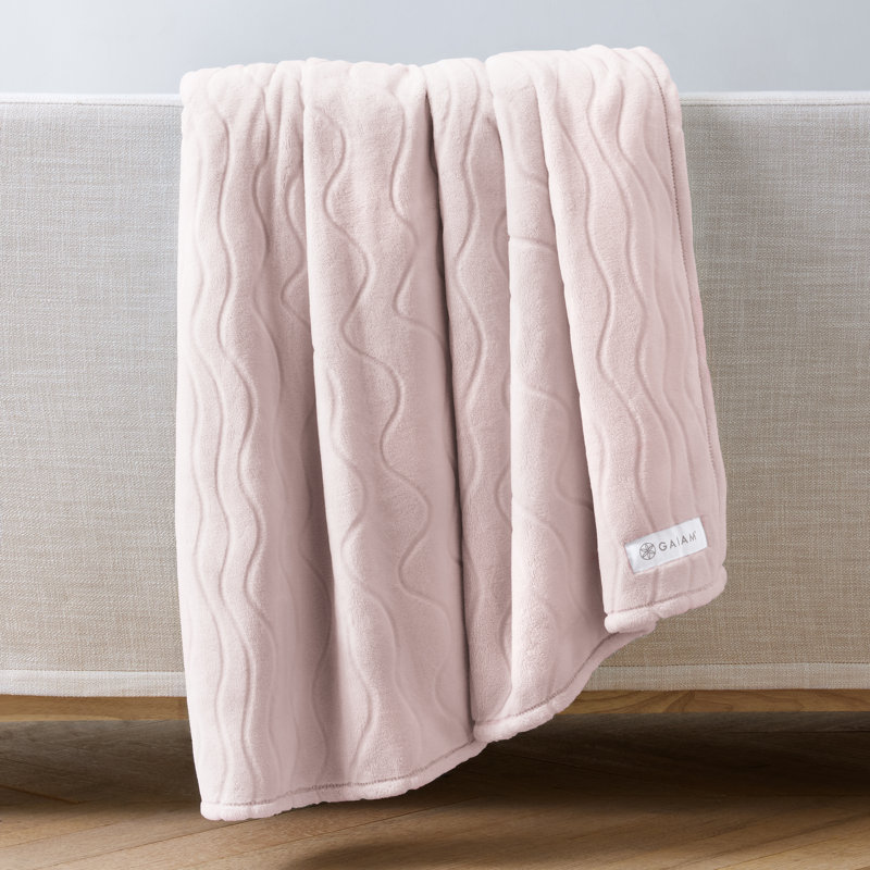 Jeté 100% polyester GAIAM Velvetloft, Jeté, Blush