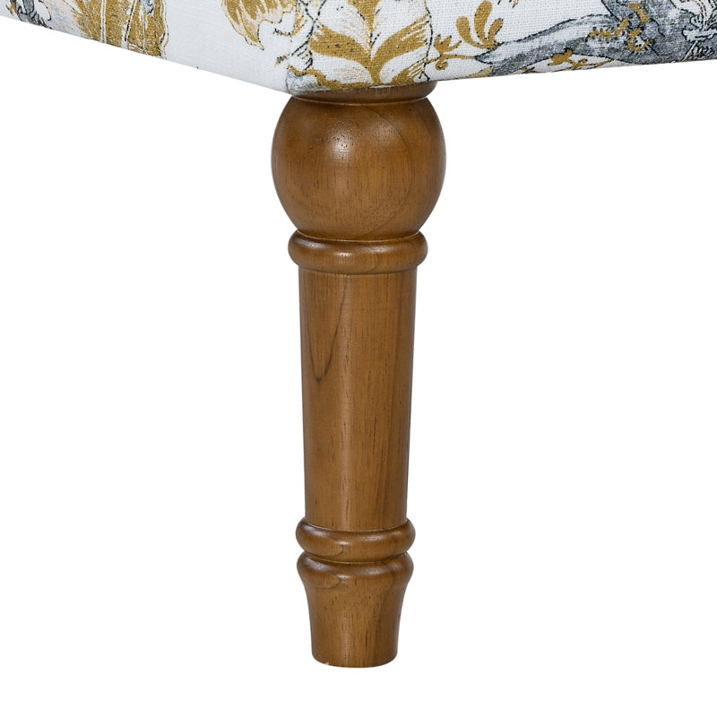 Fauteuil de chambre rembourré avec pieds en bois massif, Earthy Yellow