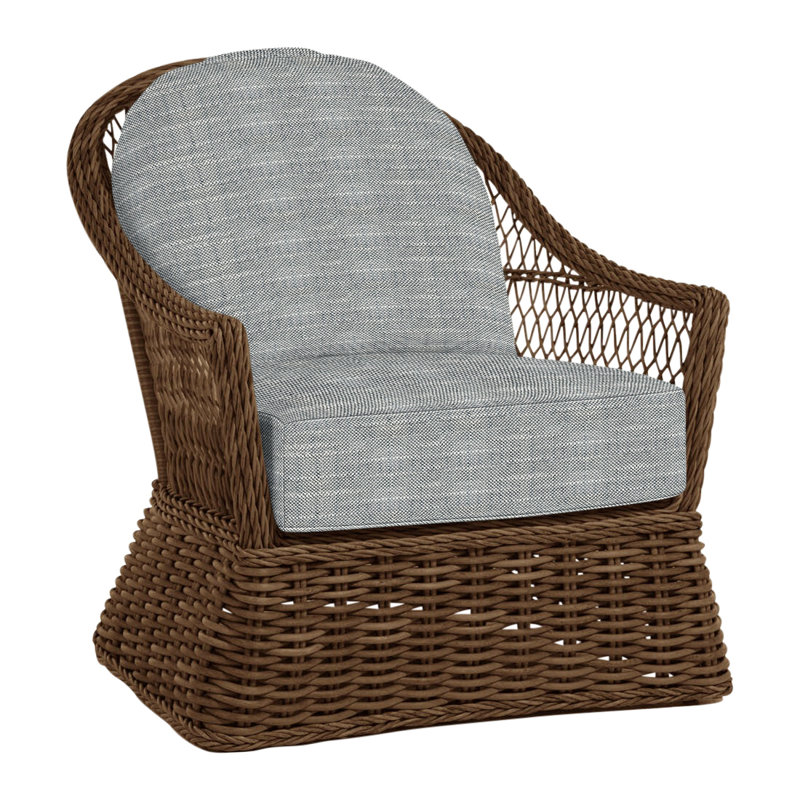 Soho Patio Chair with Cushions, No Welt, Soho #83 Raffia, Linen Forest