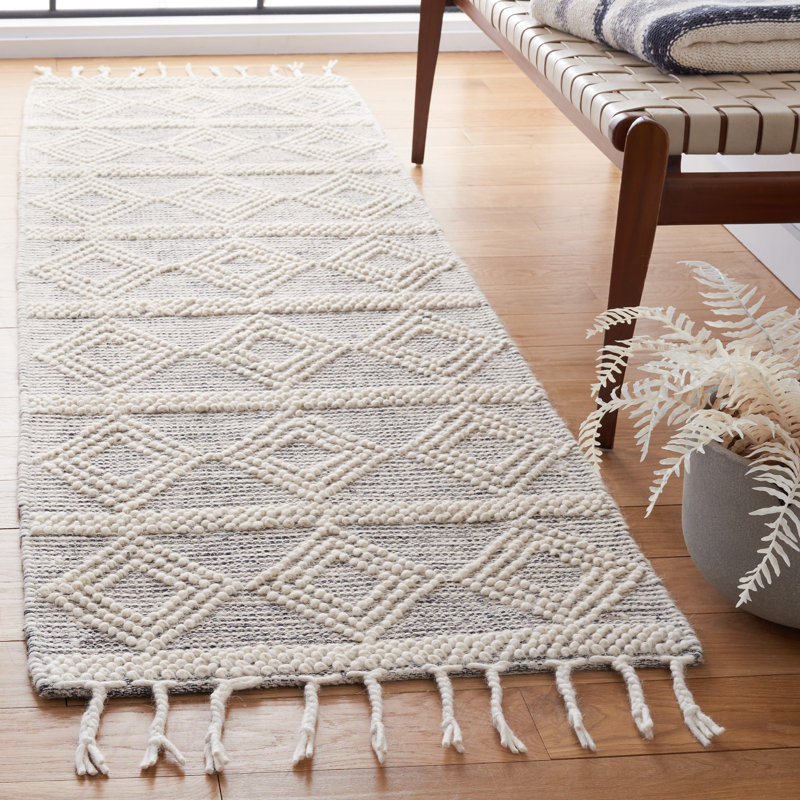 Natura Flat Weave Wool Geometric Rug, Runner 2'3" x 8'