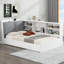 Lit plateforme simple en bois avec tête de lit avec rangement, tablettes et 2 tiroirs, blanc-2076383324-2076383314