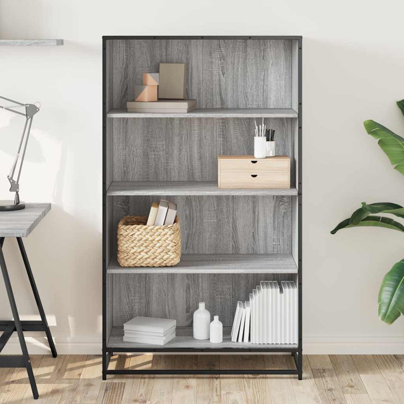 Borough Wharf Bookcase Engineered Wood, 139cm H x 80.5cm W x 35cm D, Grey Sonoma