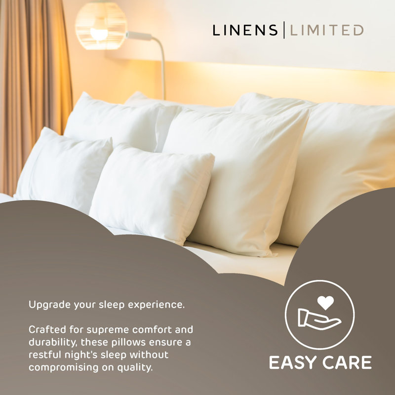 Linens Limited Soft Pillows, Made in the UK, Easy Care, Soft and Firm with Orthopedic Support, Hypoallergenic Polypropylene Hollowfibre, Machine Washable - Pack of 2
