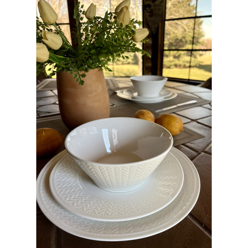 Assiette plate en porcelaine blanche Wheat