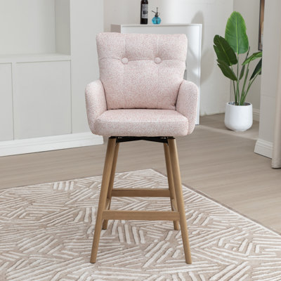 Swivel Upholstered Counter Stool with Solid Wood Frame