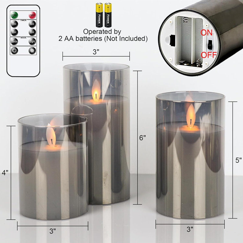 Paquet de 3 bougies sans flamme à DEL avec télécommande et minuterie