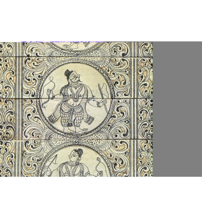 Déesse assise Lakshmi avec dix incarnations du dieu Vishnu (Dashavatara)