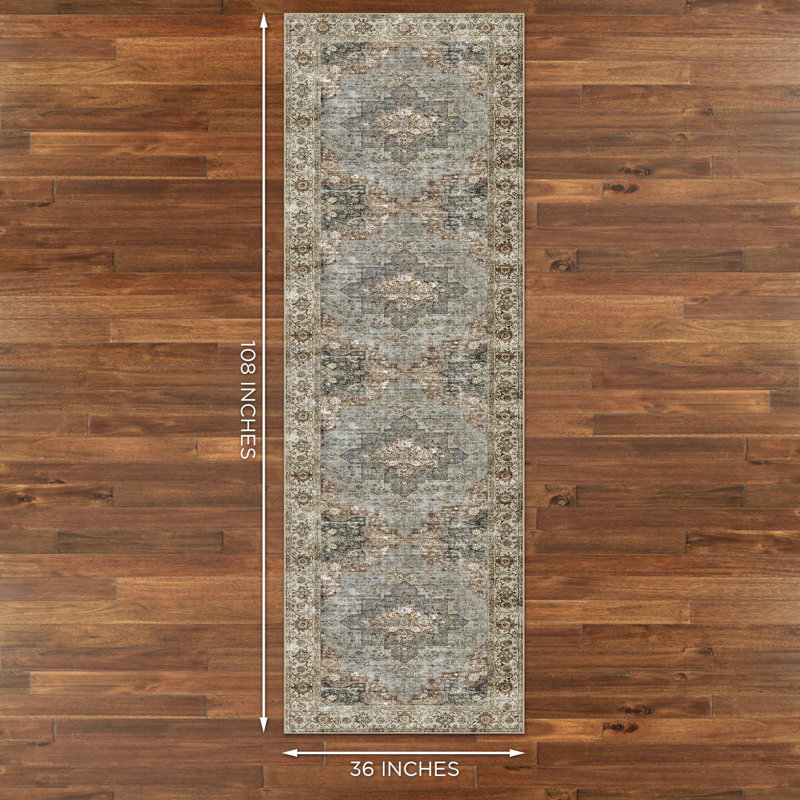 Washable Oriental Indoor Rug, Runner 3' x 9'