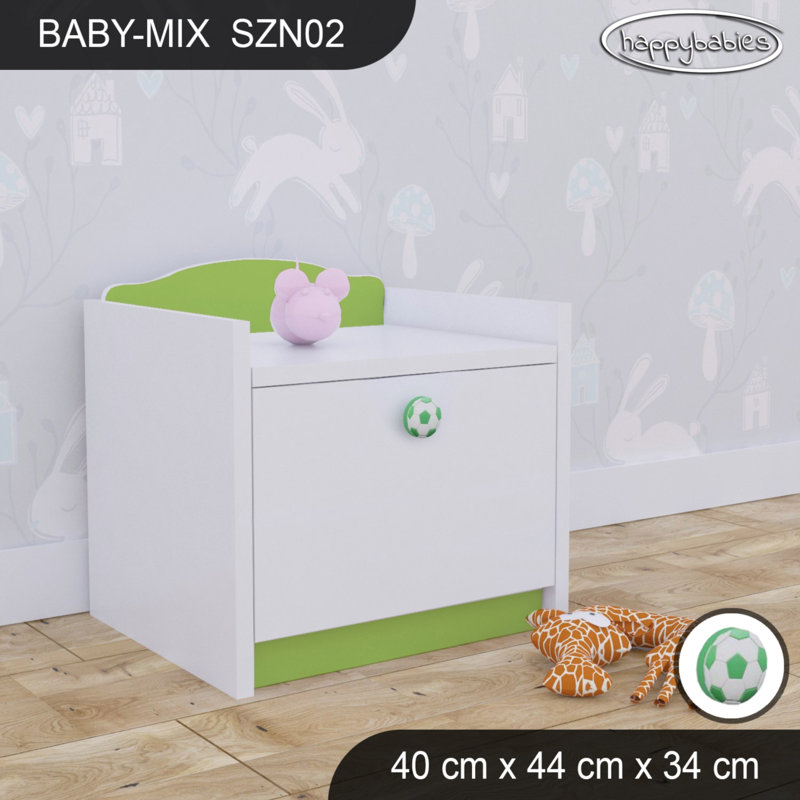 Baby Mix 1 Drawer Nightstand, Green/White