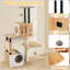  Wood Cat Tree w/Dual Cat Condos Sturdy Metal Tubes Frame Sisal Scratching Posts